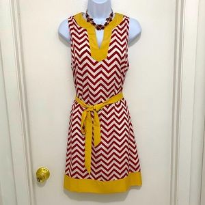 MUD PIE Chevron Dress NWOT. Perfect condition Belted Sleeveless Lined